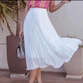 Saia Elanca Plissada Midi Social Moda Evangélica Feminina
