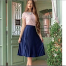 Saia Elanca Plissada Midi Social Moda Evangélica Feminina