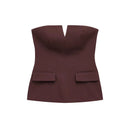 Top Cropped Sem Alças primavera verão feminino sem mangas clássico sólido tubo