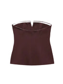 Top Cropped Sem Alças primavera verão feminino sem mangas clássico sólido tubo