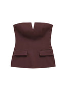Top Cropped Sem Alças primavera verão feminino sem mangas clássico sólido tubo