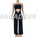 Fagadoer sexy oco para fora bodycon macacão para mulheres cor sólida sem mangas sem costas macacão feminino streetwear 2025 novo