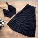 Saia Elanca Plissada Midi Social Moda Evangélica Feminina