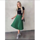 Saia Elanca Plissada Midi Social Moda Evangélica Feminina