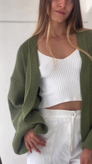 Casaco Tricot Básico Manga Bufante Tricô Inverno Casaquinho Ponto Fang