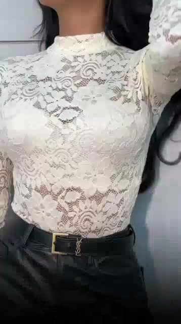 Body Feminino Manga Longa De Renda Floral Feminino Lançamento