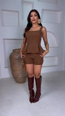 conjunto feminino de luxo+ alfeiteria peplum premiun verao 2026