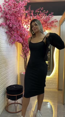 Conjunto Vestido MIDI com Casaco Feminino