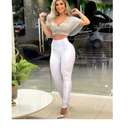 Calça Legging Feminina Luxo Montaria Modeladora Cintura Alta com Botão