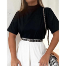 T-SHIRT MALHA GOLA ALTA