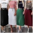 Saia Elanca Plissada Midi Social Moda Evangélica Feminina
