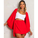 Conjunto kimono Shorts saia +Kimono femenino Blogueira Max Camisa cardigã