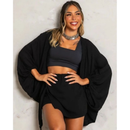 Conjunto kimono Shorts saia +Kimono femenino Blogueira Max Camisa cardigã