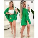 Conjunto kimono Shorts saia +Kimono femenino Blogueira Max Camisa cardigã
