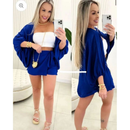 Conjunto kimono Shorts saia +Kimono femenino Blogueira Max Camisa cardigã