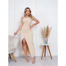 Vestido Midi uma Alça com Fenda Frontal e Zíper Invisível