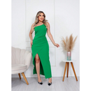 Vestido Midi uma Alça com Fenda Frontal e Zíper Invisível