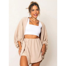Conjunto kimono Shorts saia +Kimono femenino Blogueira Max Camisa cardigã