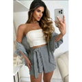 Conjunto kimono Shorts saia +Kimono femenino Blogueira Max Camisa cardigã