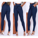 calça femenina clochard de bengaline com laço cintura alta