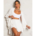 Conjunto kimono Shorts saia +Kimono femenino Blogueira Max Camisa cardigã