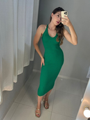Vestido Longuete Tricot Modal Costa Aberta Nadador Look Para Carnaval