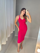 Vestido Longuete Tricot Modal Costa Aberta Nadador Look Para Carnaval