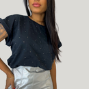 Blusa Feminina Manga Japonesa Detalhes em Strass 100% Algodão