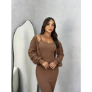 Conjunto Vestido MIDI com Casaco Feminino
