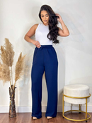 Calça Pantalona Feminina Com Bolso Cintura Alta