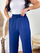 Calça Pantalona Feminina Com Bolso Cintura Alta