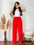 Calça Pantalona Feminina Com Bolso Cintura Alta
