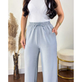 Calça Pantalona Feminina Com Bolso Cintura Alta