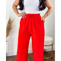 Calça Pantalona Feminina Com Bolso Cintura Alta