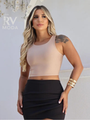 Short Saia Feminino Franzido Neoprene Blogueira Grampeado Tendência Verão 2025 Estiloso PROMOÇÃO