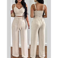 Conjunto Feminino Duna Pantalona e Cropped com Bojo | Alça Regulável | Alfaiataria Elegante