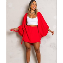 Conjunto kimono Shorts saia +Kimono femenino Blogueira Max Camisa cardigã