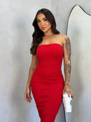 Vestido Midi Tomara que Caia Canelado - Elegância e Conforto em um Único Vestido! TECIDO ANARRUGA!