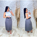 Saia Midi Feminina Modela Corpo Cintura Alta Elegante Trabalho Moda 2026