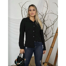 Camisa social feminina manga longa de listrado com bortao super modas