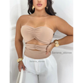 Cropped tomara que caia verão com franzidos abertura na barriga top verão
