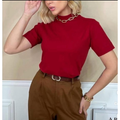 T-SHIRT MALHA GOLA ALTA