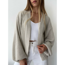 Casaco Tricot Básico Manga Bufante Tricô Inverno Casaquinho Ponto Fang