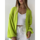 Casaco Tricot Básico Manga Bufante Tricô Inverno Casaquinho Ponto Fang