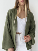 Casaco Tricot Básico Manga Bufante Tricô Inverno Casaquinho Ponto Fang