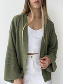 Casaco Tricot Básico Manga Bufante Tricô Inverno Casaquinho Ponto Fang