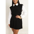 Conjunto Tricot Feminino Inverno Colete e Saia Plissada | Conjunto Trico Moda Feminina Inverno