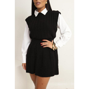 Conjunto Tricot Feminino Inverno Colete e Saia Plissada | Conjunto Trico Moda Feminina Inverno