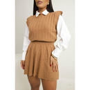Conjunto Tricot Feminino Inverno Colete e Saia Plissada | Conjunto Trico Moda Feminina Inverno