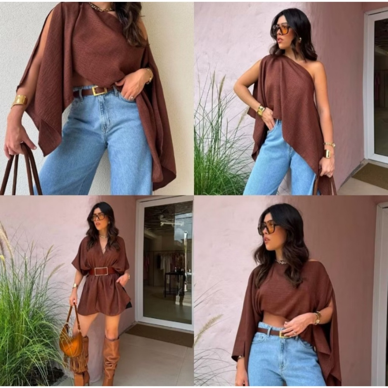 Blusa Feminina Capa com Top